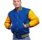 Bright Royal Blue Wool Bright Gold Leather Sleeves